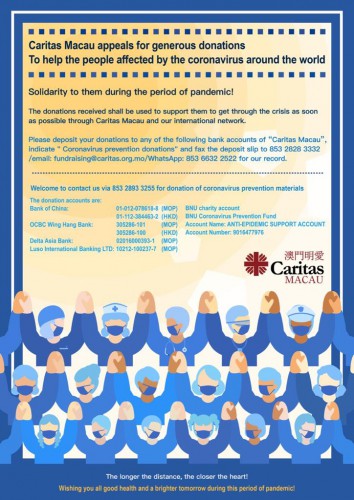 Caritas Macau appeals for generous donations